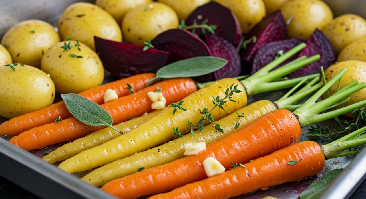 Rustic, Roasted, Savory Beets & Carrots
