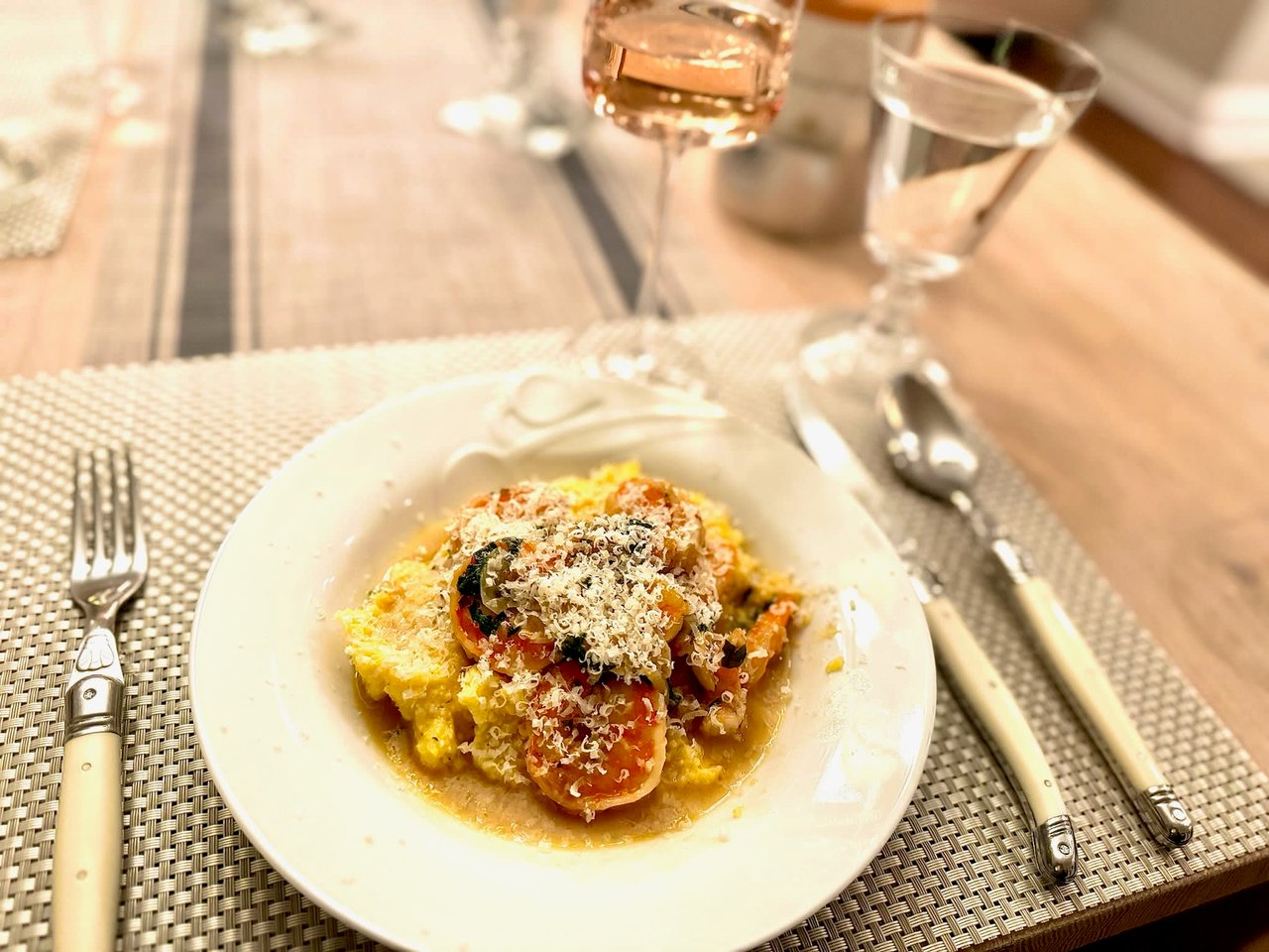 Garlic Shrimp with Polenta