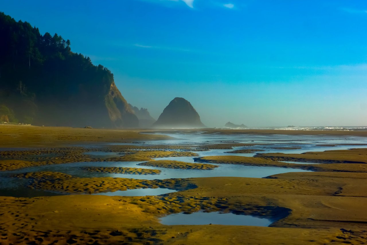 Arch Cape tide pools and blue sky