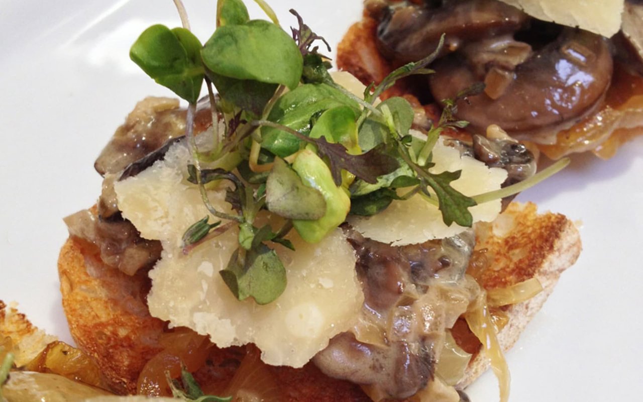 Mushroom, Caramelized Onions & Truffle Bruschetta