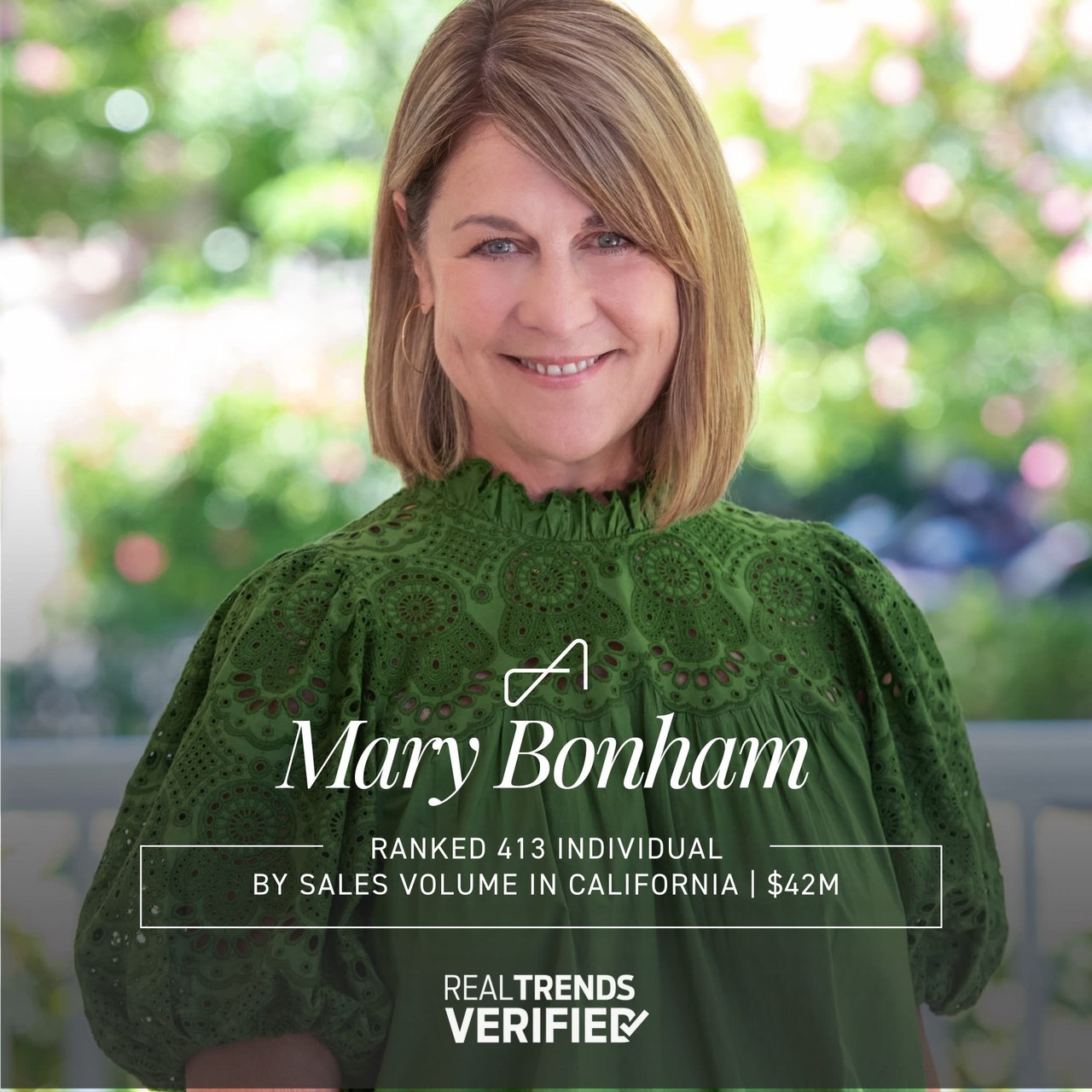 MARY BONHAM RANKED IN THE TOP 1.5% OF REAL ESTATE PROFESSIONALS IN THE UNITED STATES