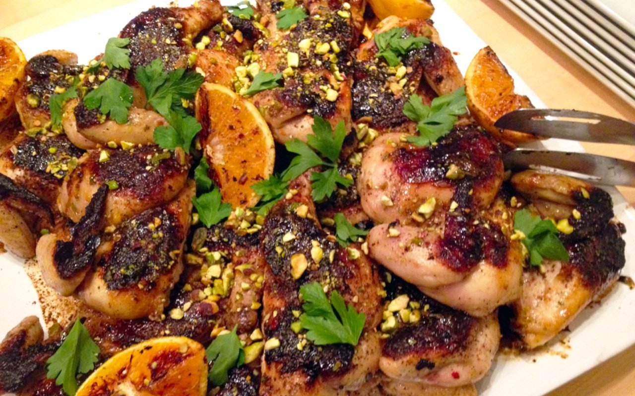 Apricot-Balsamic-Mint Game Hens