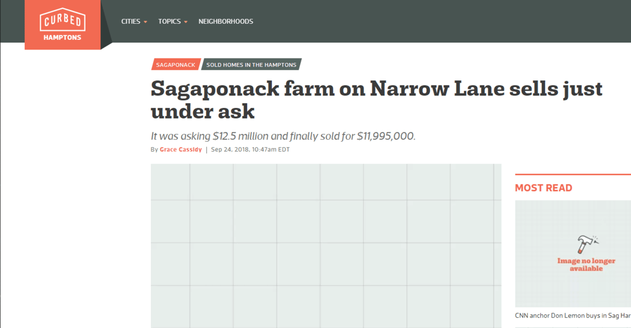 Sagaponack farm on Narrow Lane sells just under ask