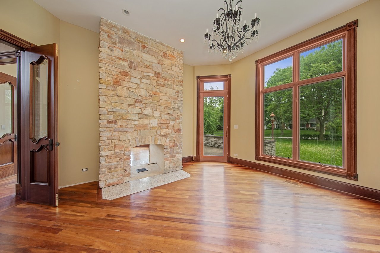 Brick And Stone Estate Situated On A Quiet Street In The Woodlands Of Hinsdale