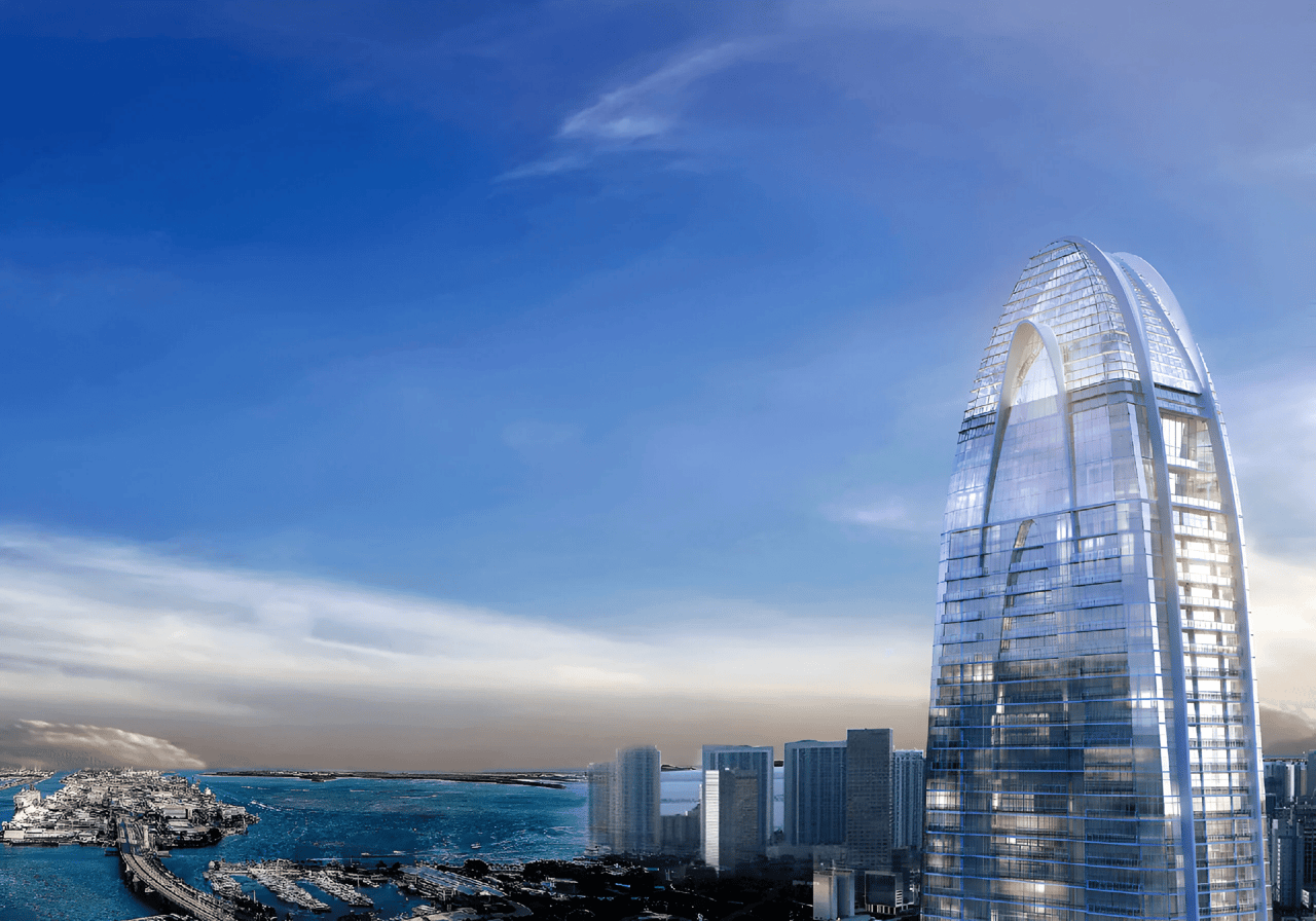 The Okan Tower, a soaring 70-story structure, introduces an exclusive preview of its Hilton hotel, featuring the tallest pool in the United States (Dec 2023)