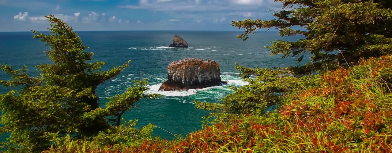 View of the rocks offshore from Cape Meares Oregon
