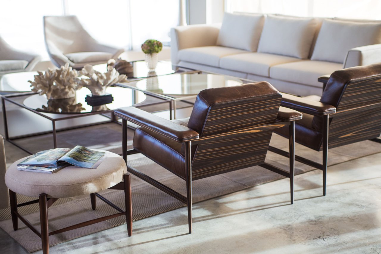 Living Room with a Center Table and Light Brown Sofas