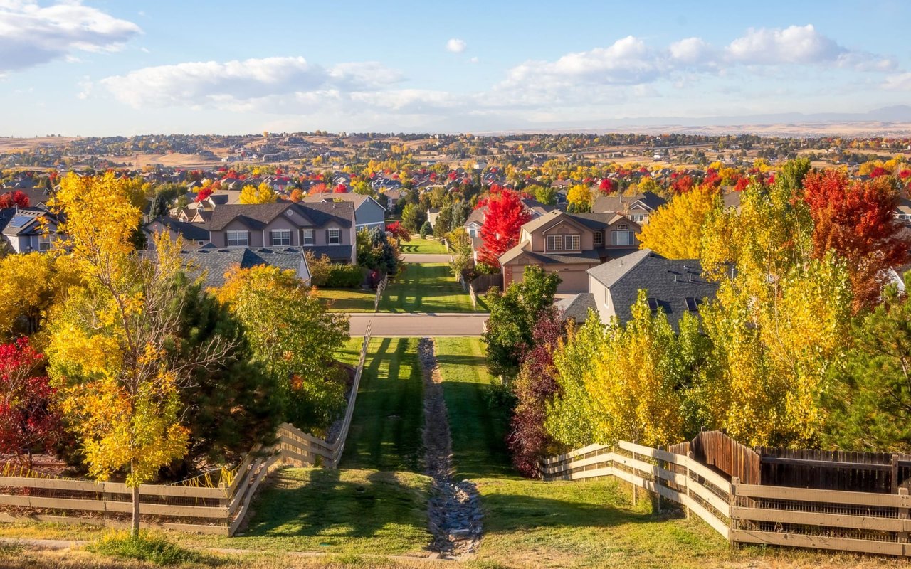 A tranquil suburban neighborhood in autumn