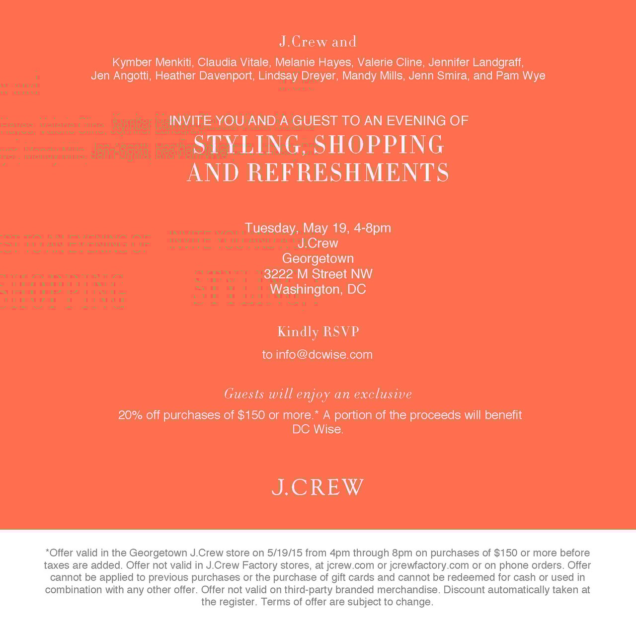 DC Wise + J. Crew Event Today. Don’t Forget to Join Us!