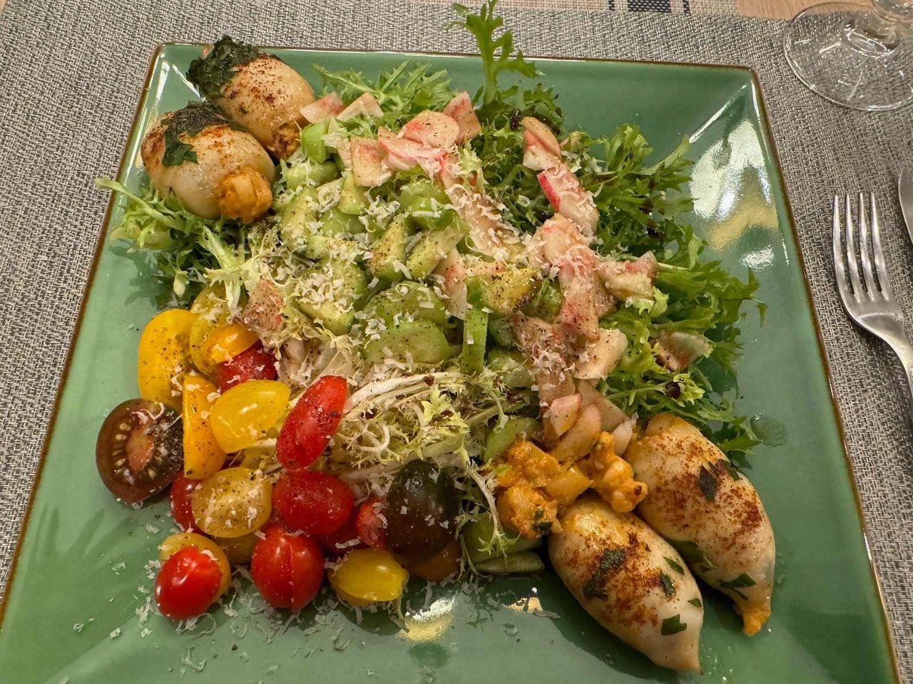 Seafood Stuffed Calamari Salad