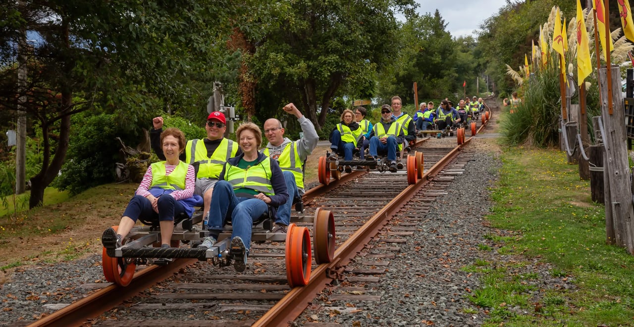 Rail-riders having fun riding to Rockaway Oregon