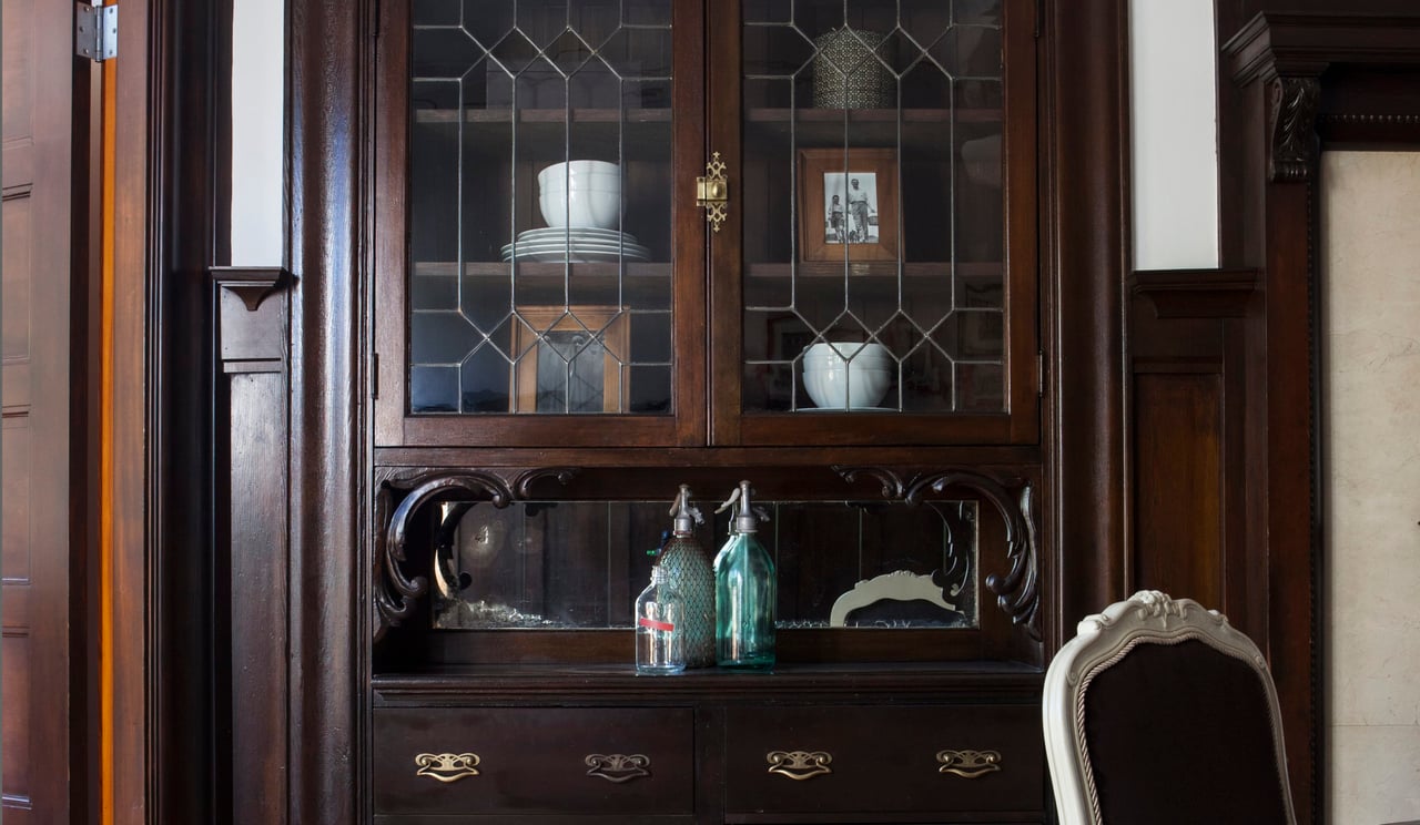 Wooden built-in cabinetry. Tudor