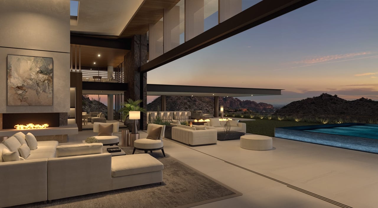 Indoor-outdoor living at Crown Canyon in Paradise Valley Arizona