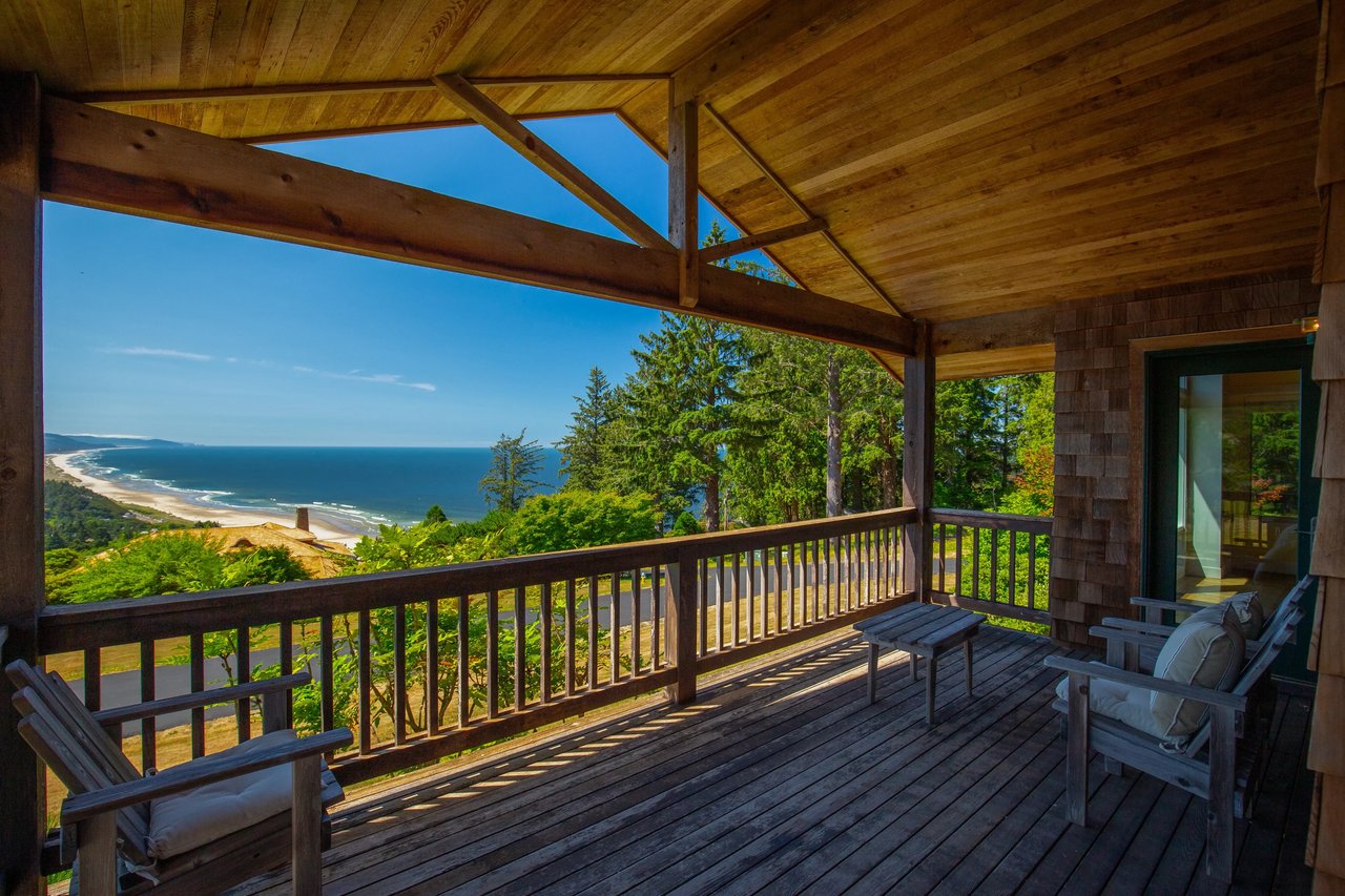 dark blue ocean views from a neahkahnie oregon deck