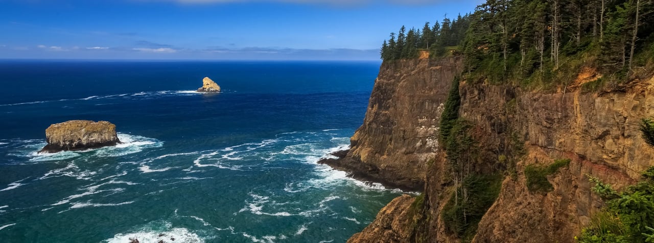 View of the cliffs that lead to the community of Cape Meares Oregon