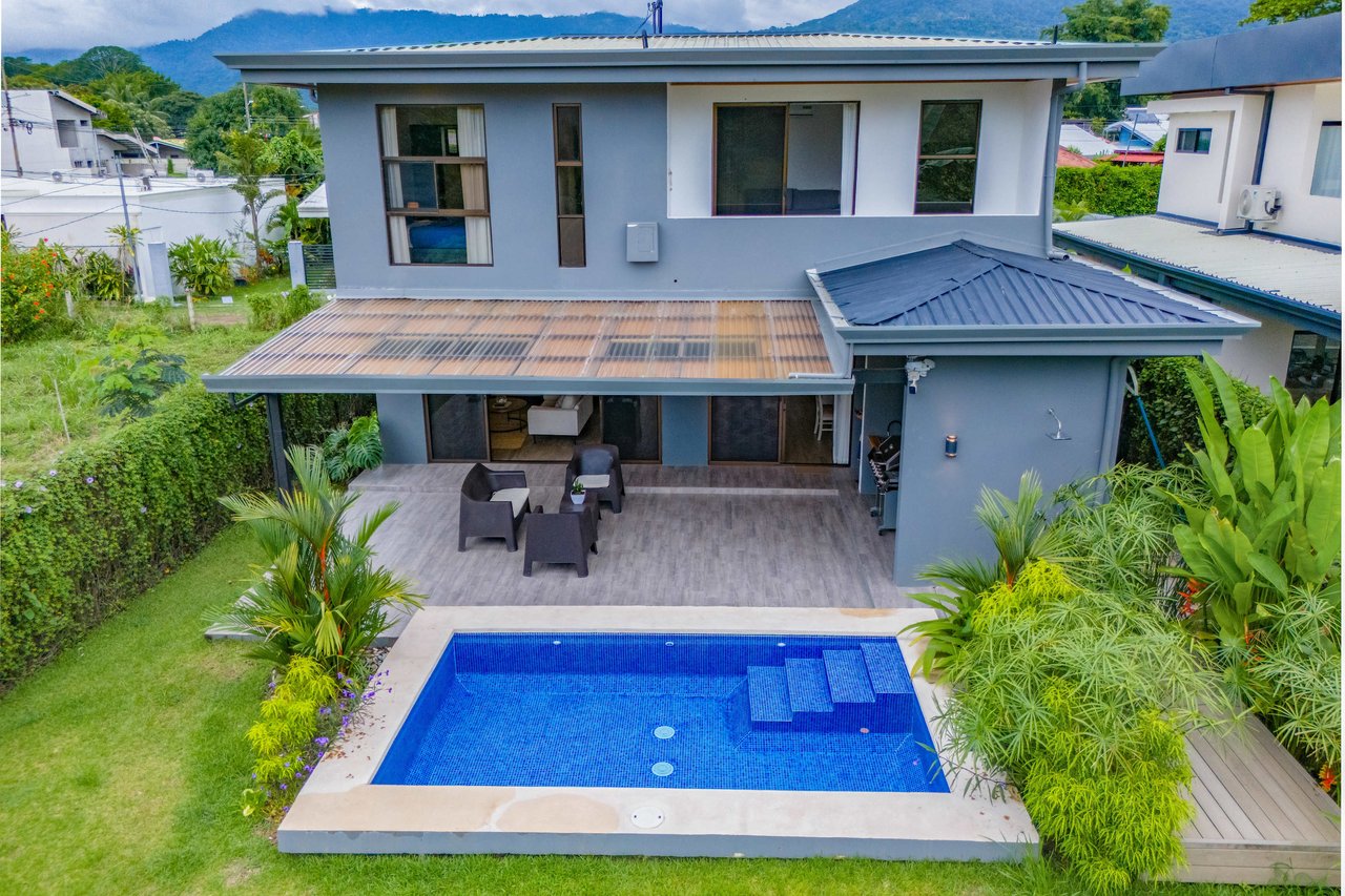 A 3-bedroom home – literally bordering Marino Ballena National Park – but mere steps away from cafes, restaurants, and amenities of the tourist mecca Uvita!