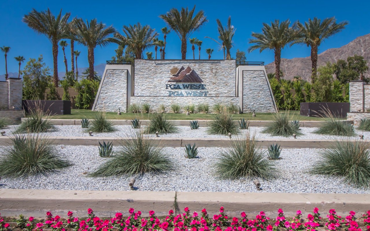 The entrance to PGA WEST, a golf course community in La Quinta, California