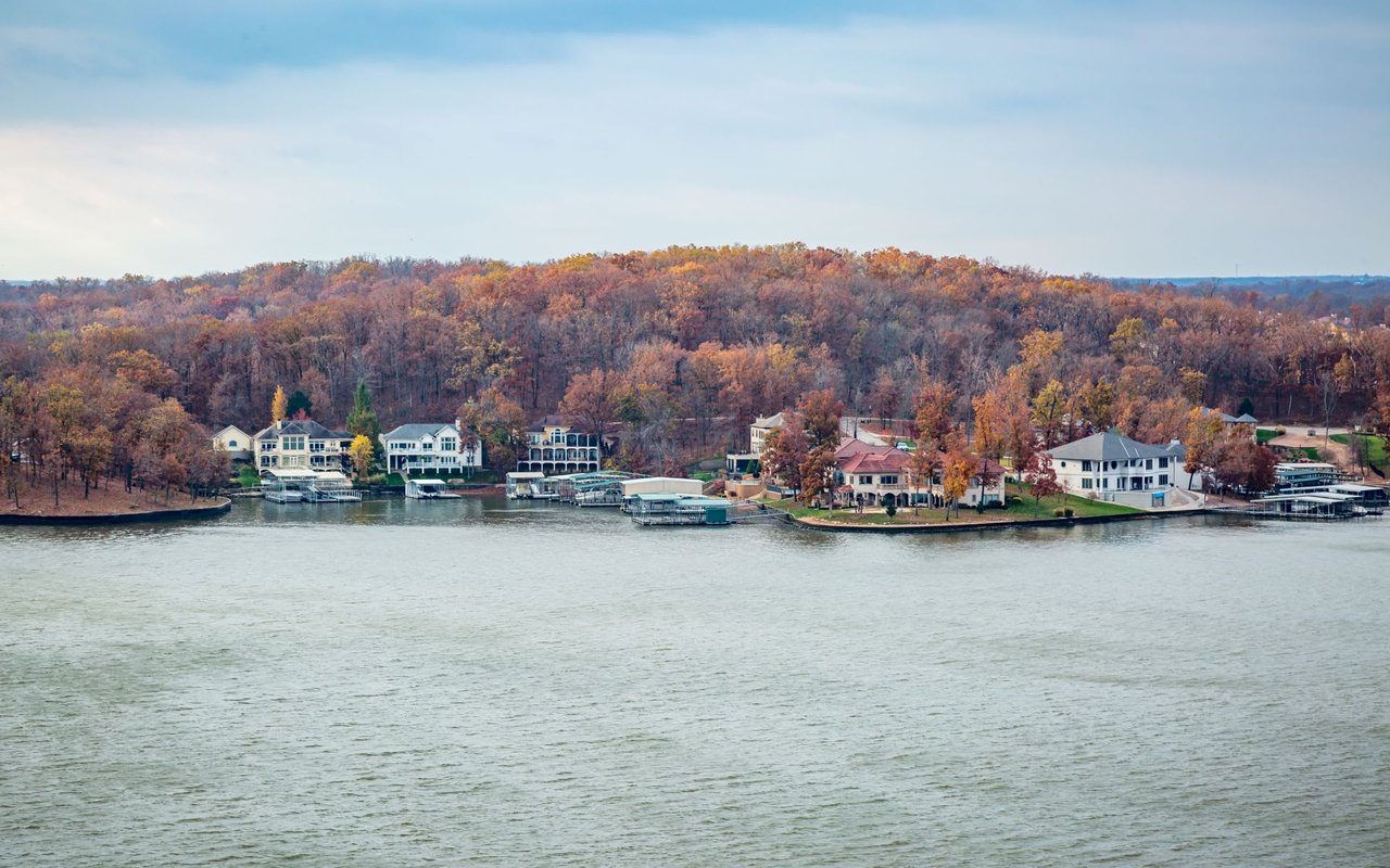 A scenic view of Lake of the Ozarks in autumn