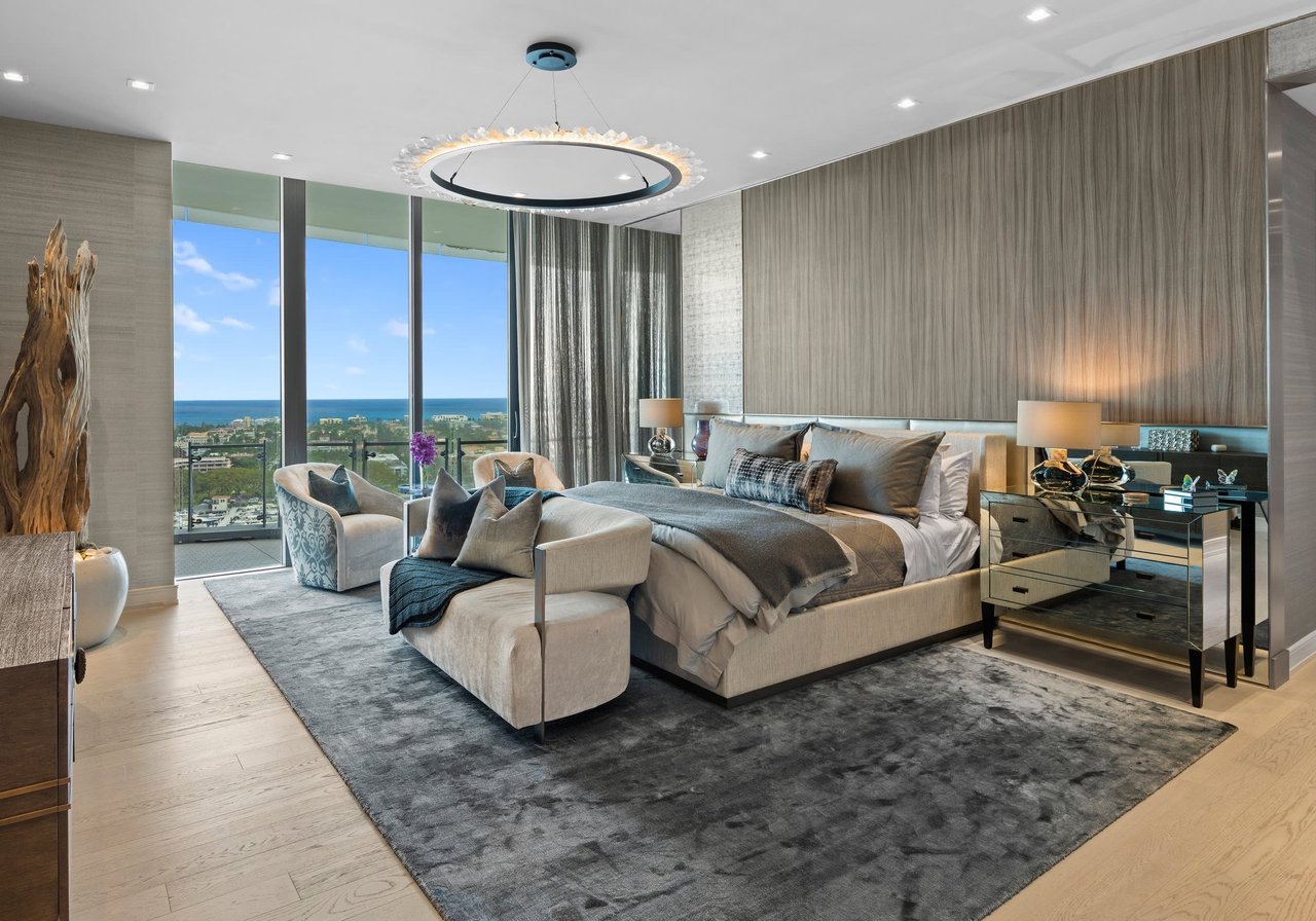 The Bristol primary bedroom with terrace overlooking intracoastal and ocean