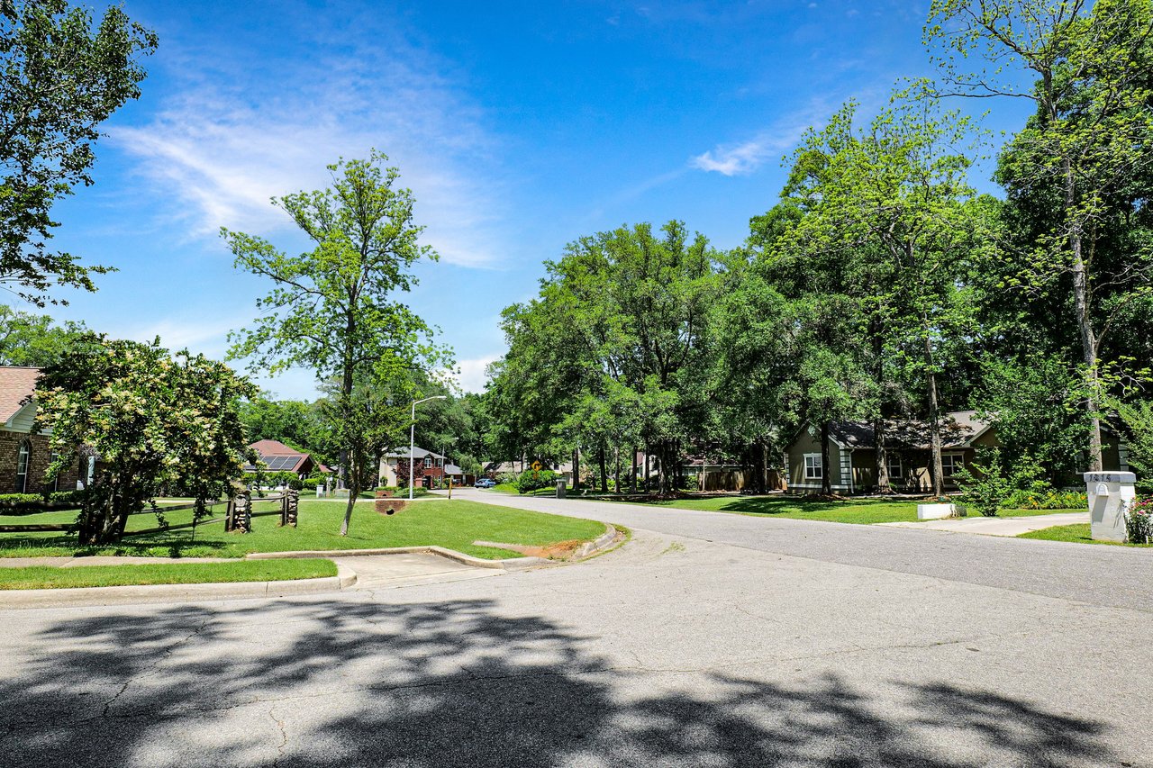 Street view in Benjamin's Run, highlighting the spacious and green neighborhood.