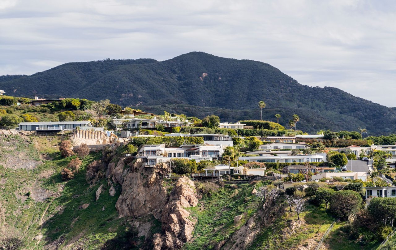 Aerial view of the Pacific Palisades neighborhood in Los Angeles, California.