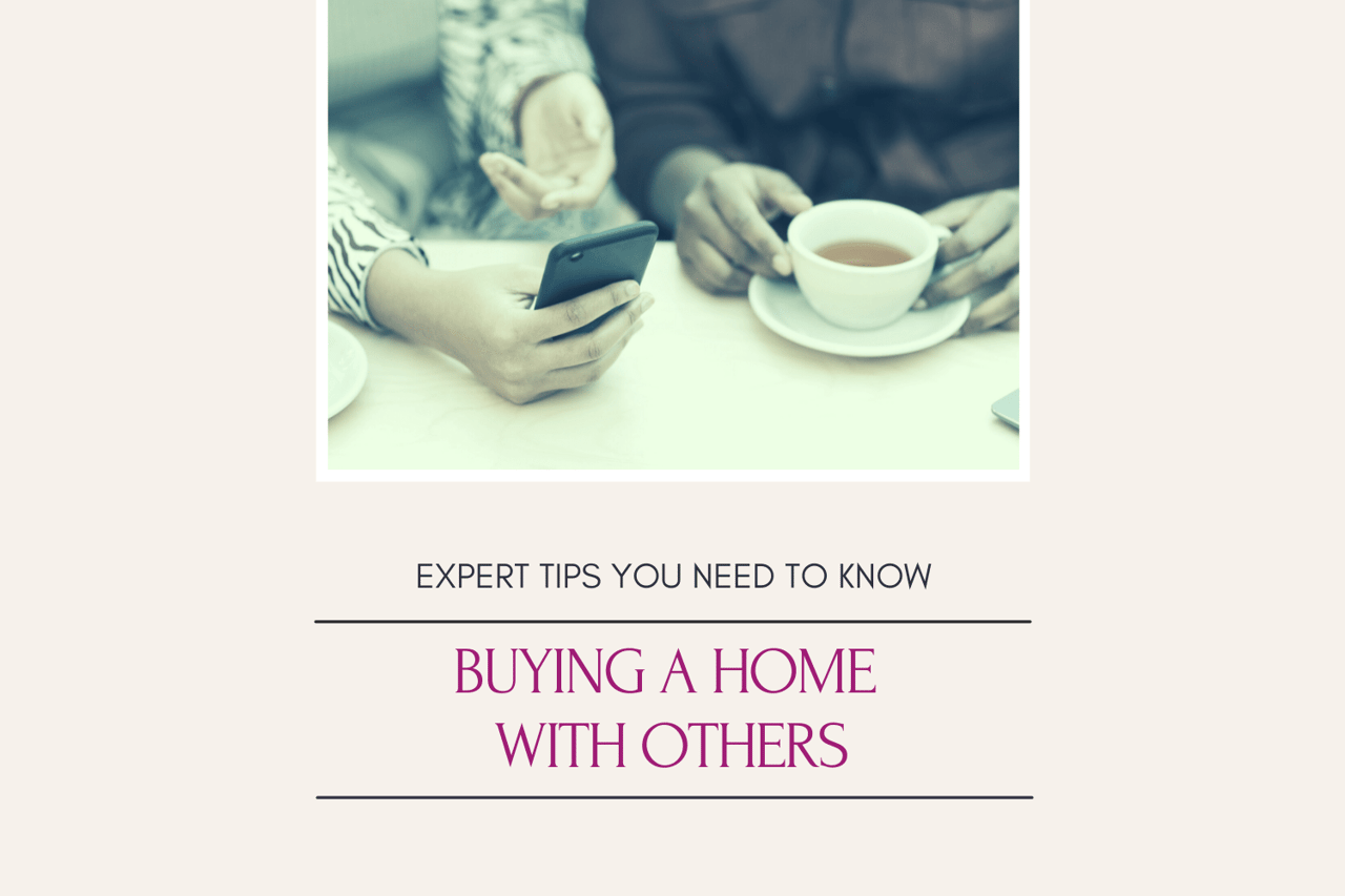 Buying a Home with Others title graphic above a photo of people gathered around a table.