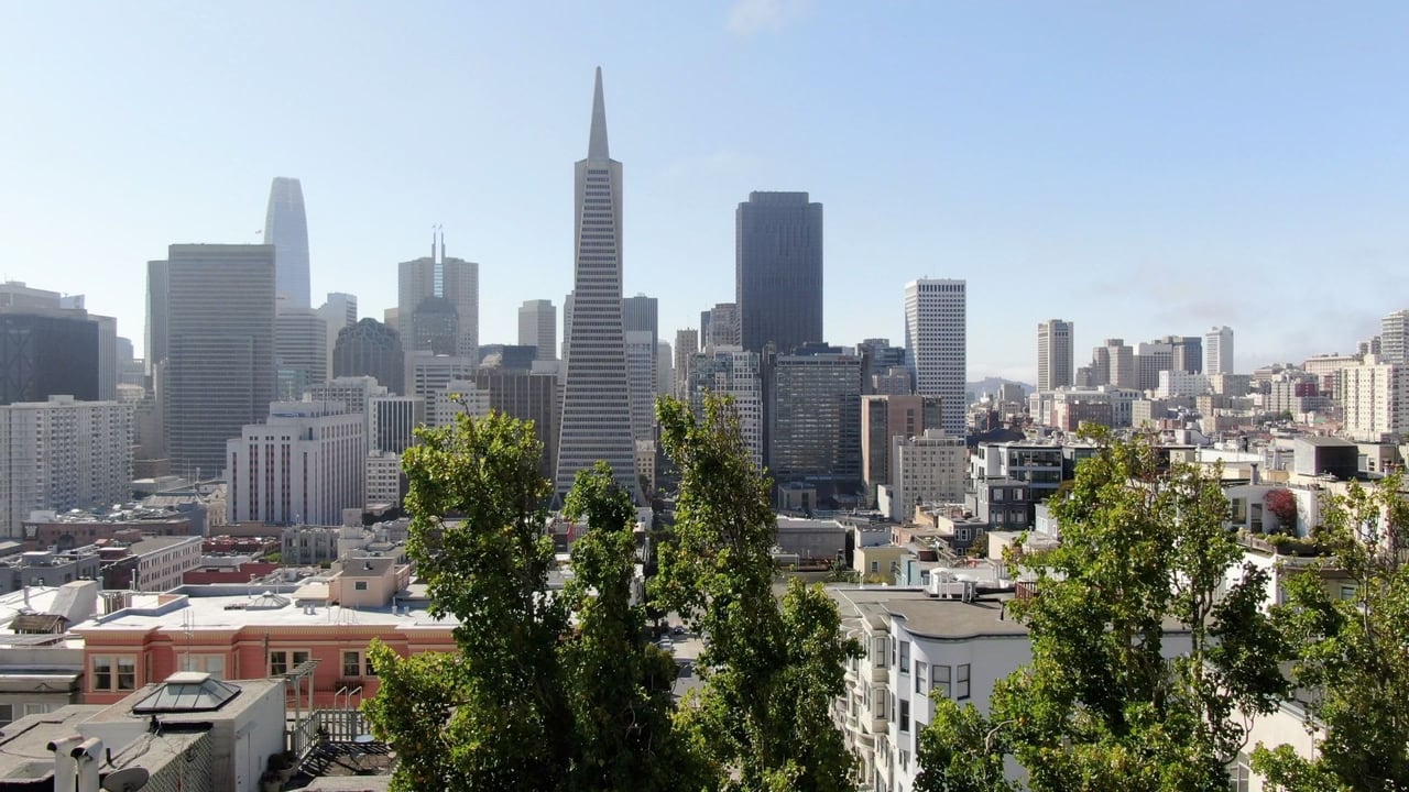 A view of the San Francisco skyline with tall buildings on a sunny day.