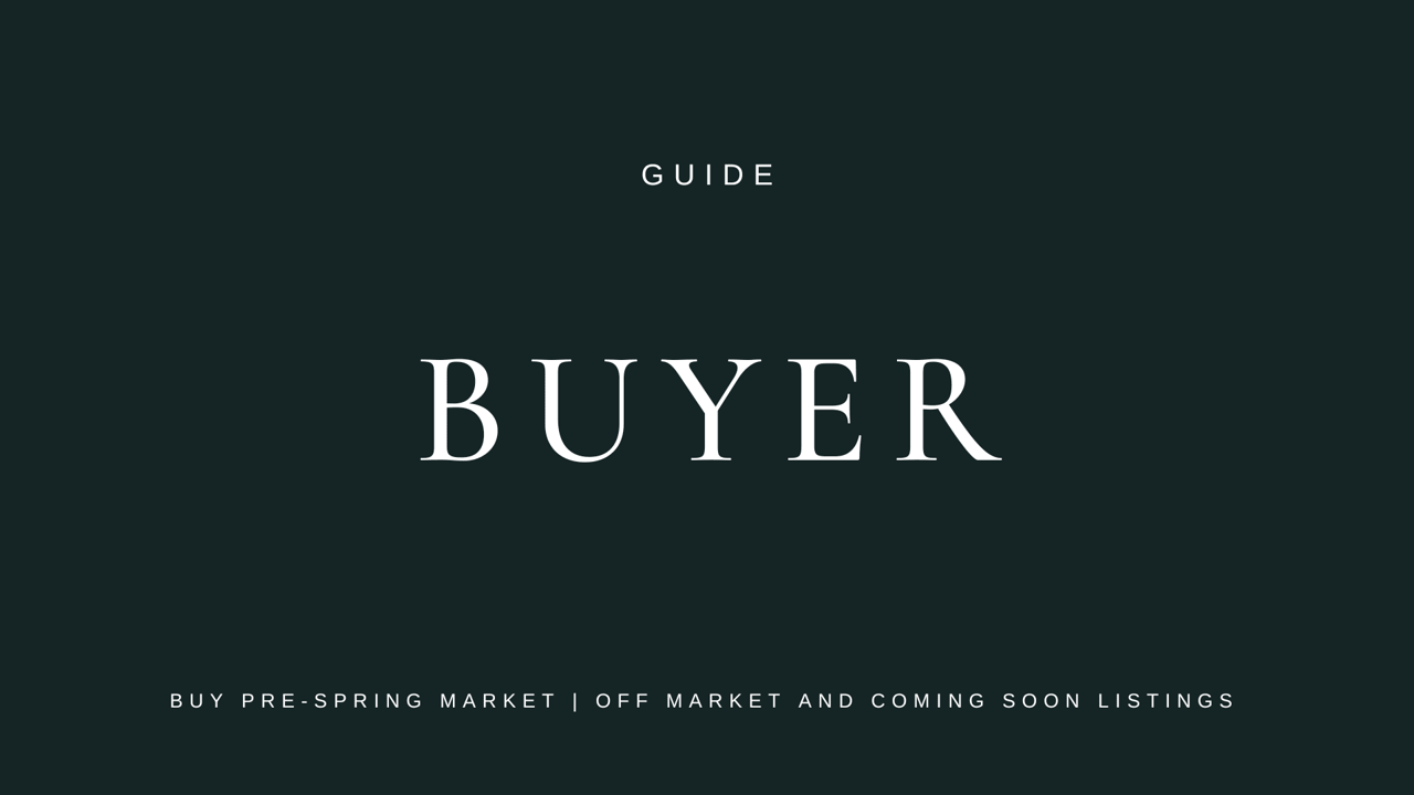 Buy Pre-Spring Market Listings Off Market and Coming Soon!