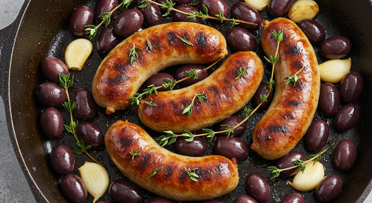 Roasted Sausages and Grapes