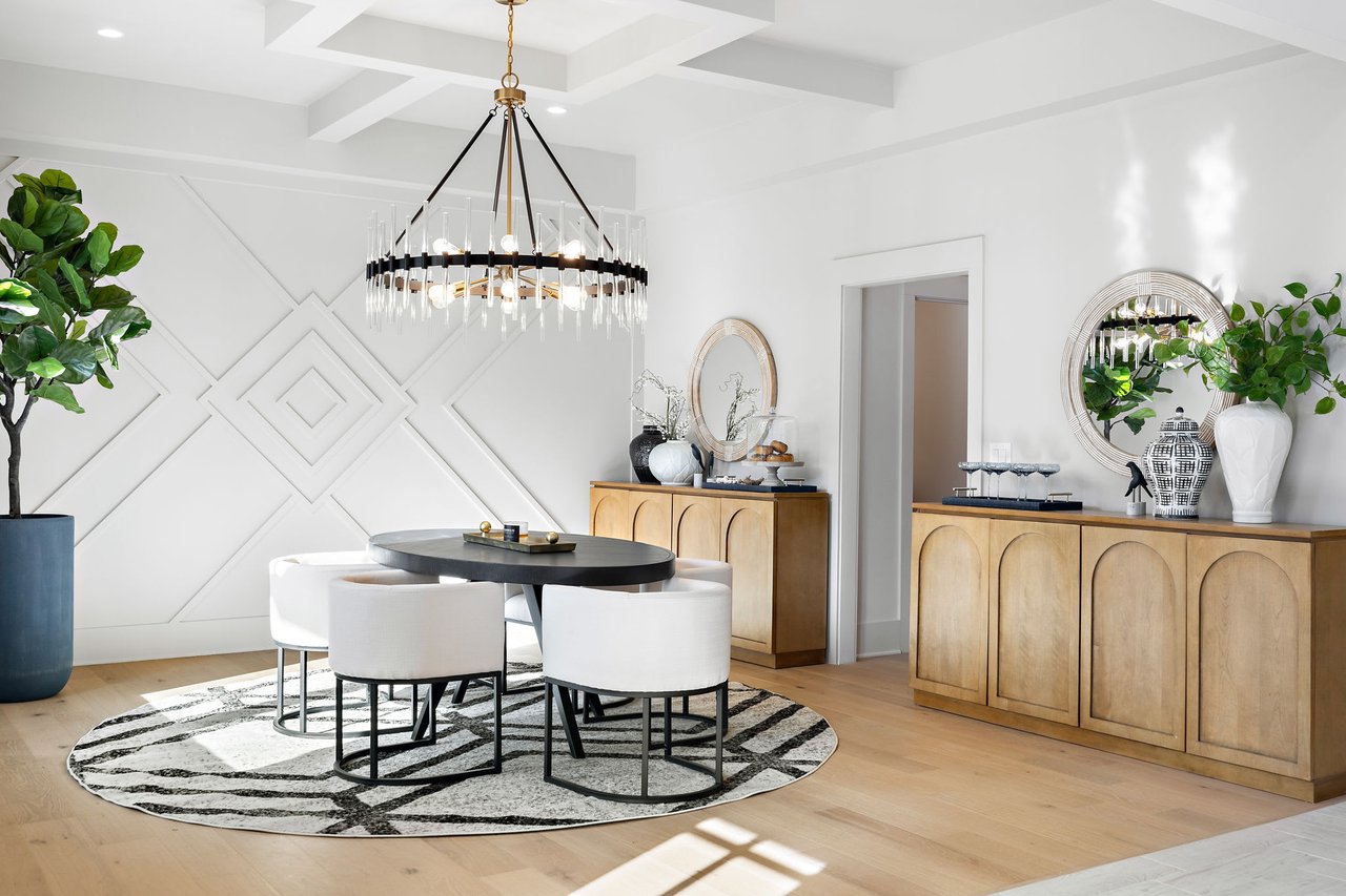 Elegant dining room in Ridgewater Bleu luxury home, Marietta GA, featuring sophisticated design, spacious layout, and perfect for hosting in the exclusive East Cobb area.