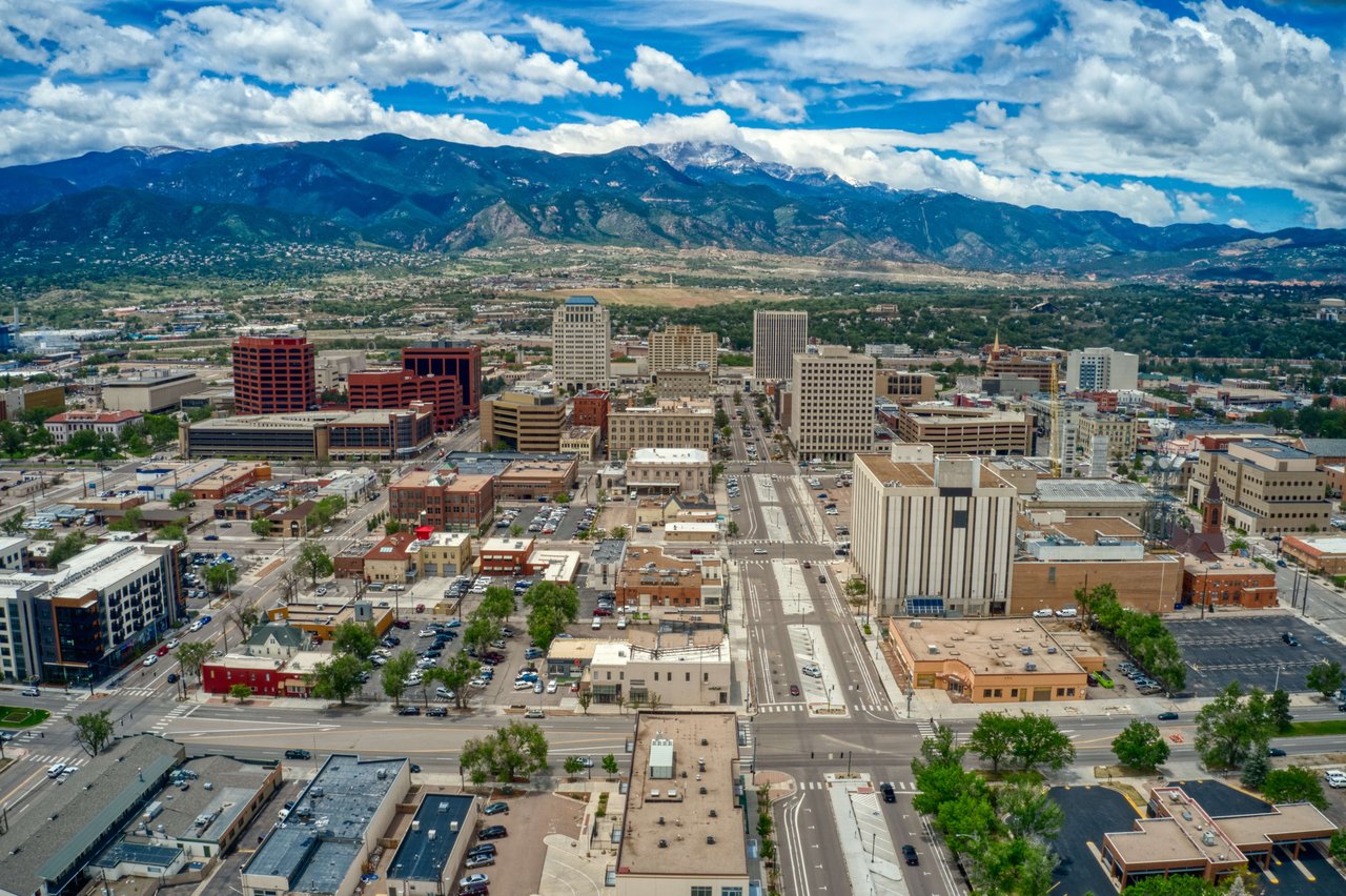 An aerial view of Colorado Springs, Colorado