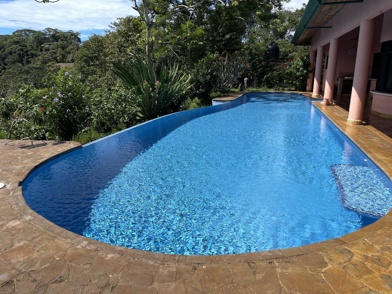 5.2 ACRES – 2 Bedroom Home With 60 Ft Infinity Lap Pool, 1 Bedroom Guest House, Fabulous Ocean View, Mature Fruit Trees!