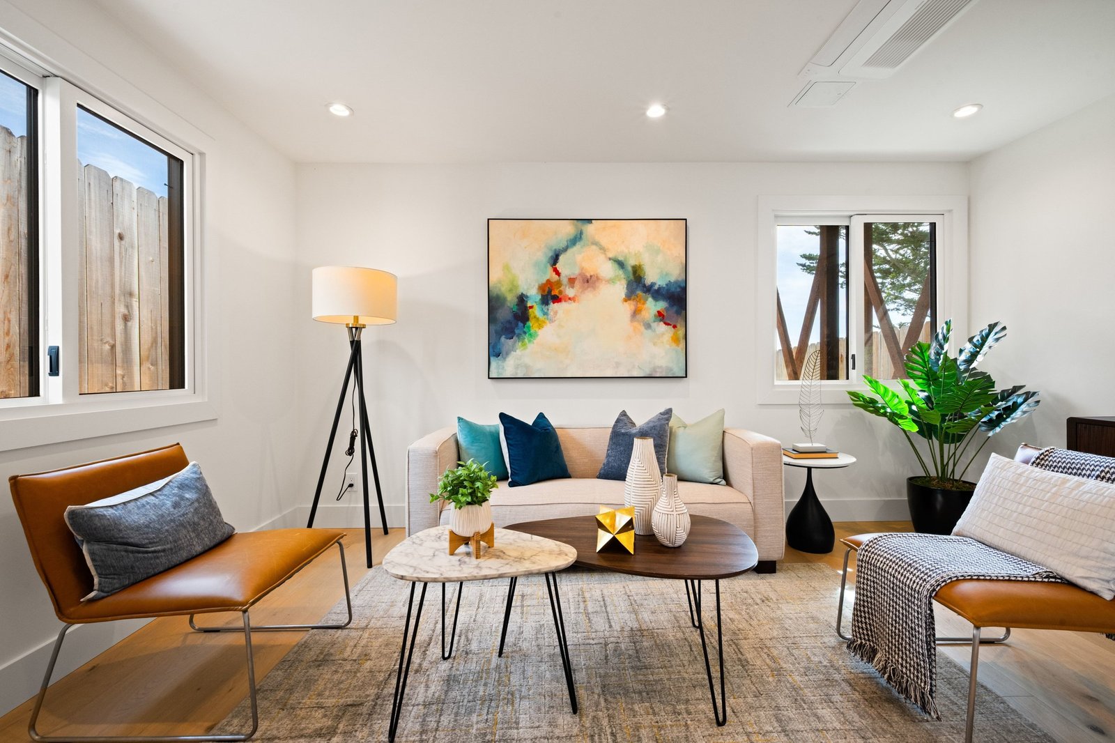 Ground-floor unit room staged as a living room at 15 Shields Street, Ingleside Heights