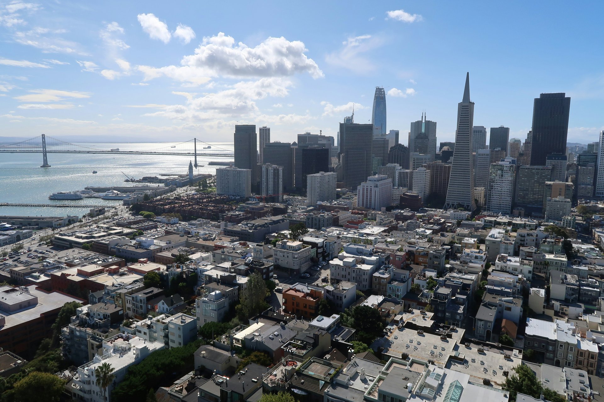 San Francisco skyline and bay near the Mission Bay waterfront