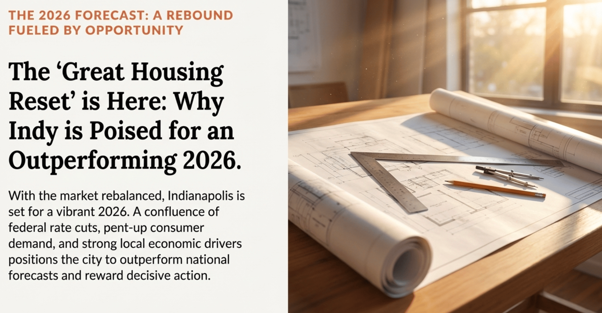 2026 Indianapolis real estate forecast: The Great Housing Reset is here &ndash; rebound fueled by federal rate cuts, pent-up demand, and strong local economy positioning Indy for outperformance and vibrant growth