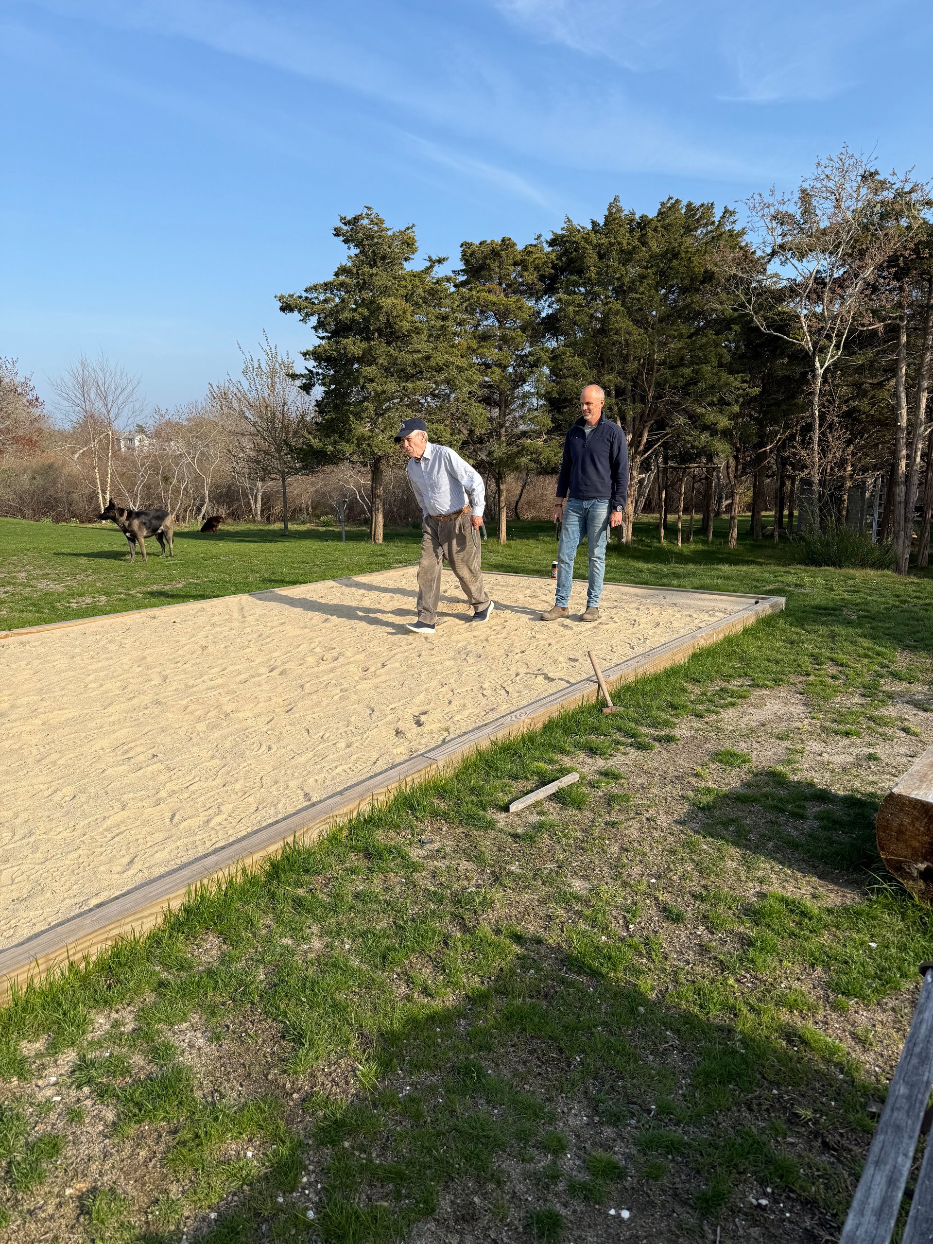 Tuck and Pasquale playing bocce ball