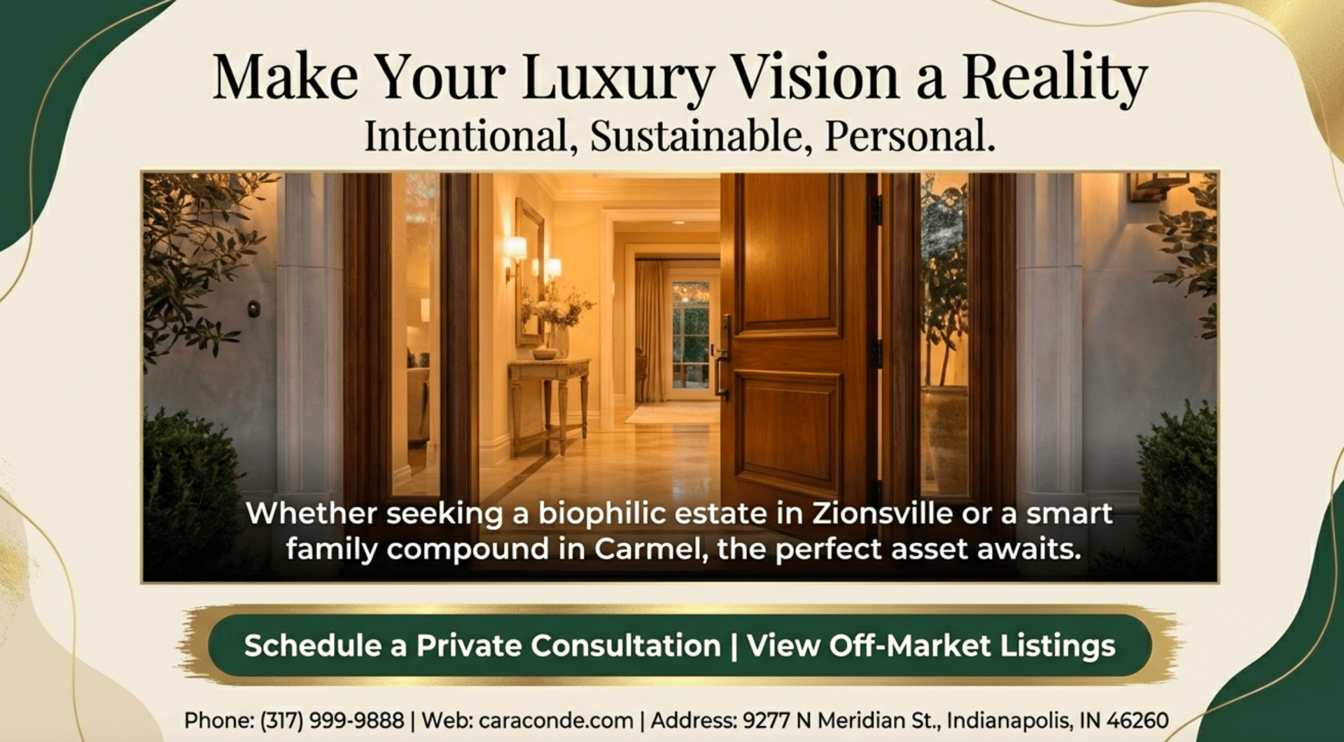 Luxury master suite bedroom 2026 Indianapolis serene retreat large windows neutral tones wellness timeless design Carmel Zionsville estate