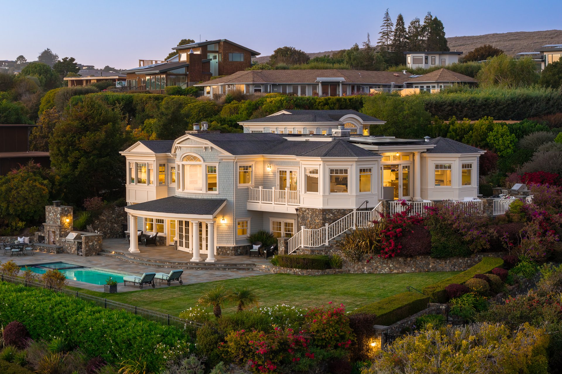 Exceptional East Coast-Inspired Estate with Sweeping Views of San Francisco and the Golden Gate Bridge