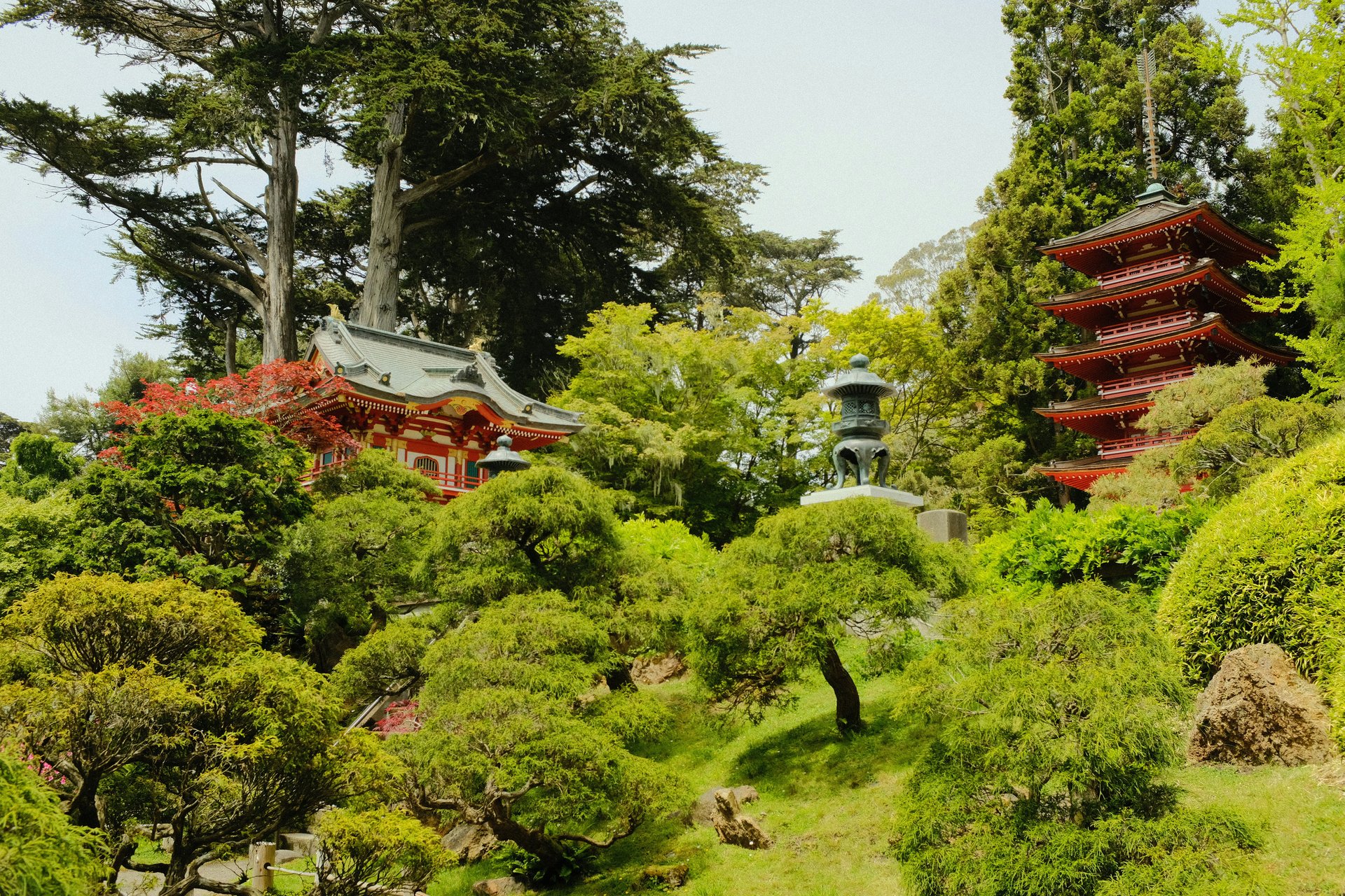 Japanese Tea Garden with pagoda in Golden Gate Park