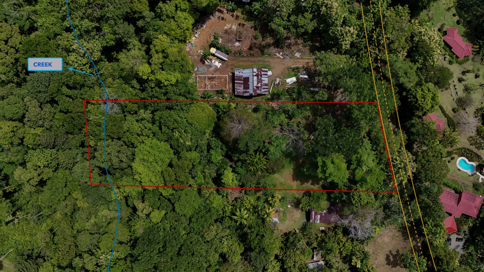 1.2- ACRE Mountain View Property with creek in  La Union Road, Uvita