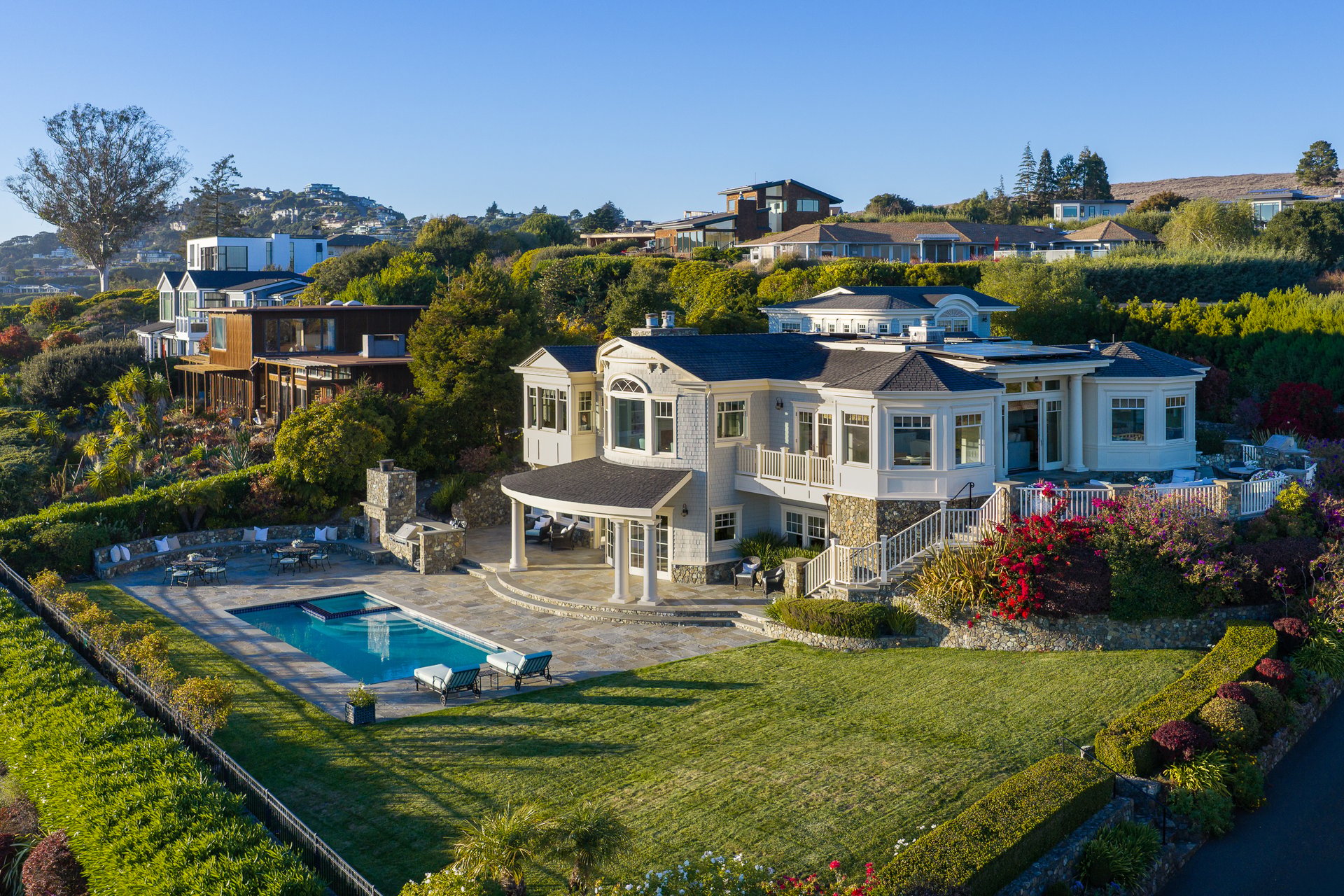 Exceptional East Coast-Inspired Estate with Sweeping Views of San Francisco and the Golden Gate Bridge