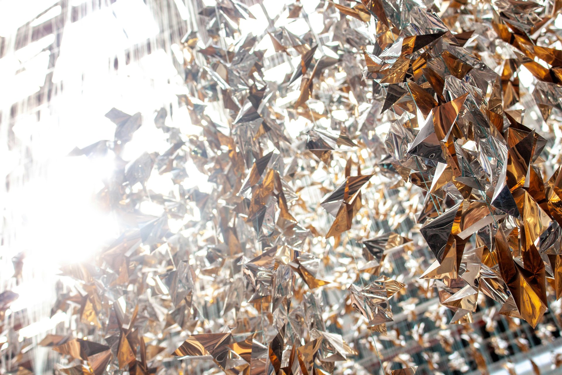 Reflective silver and copper metallic surfaces