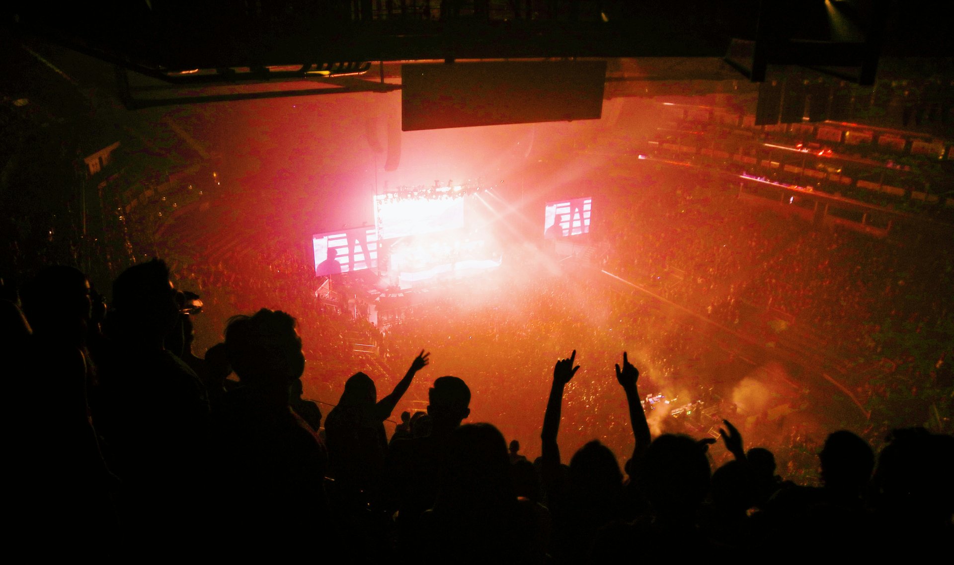 Concert audience inside Chase Center in San Francisco