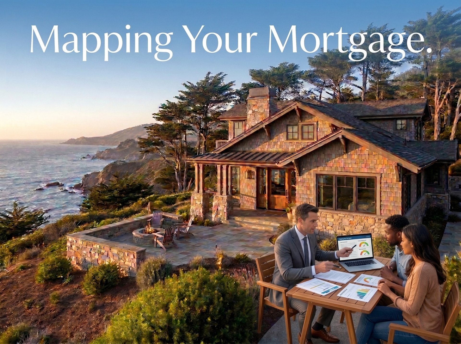 Mortgage lender reviewing loan options and credit scores with Central Coast homebuyers