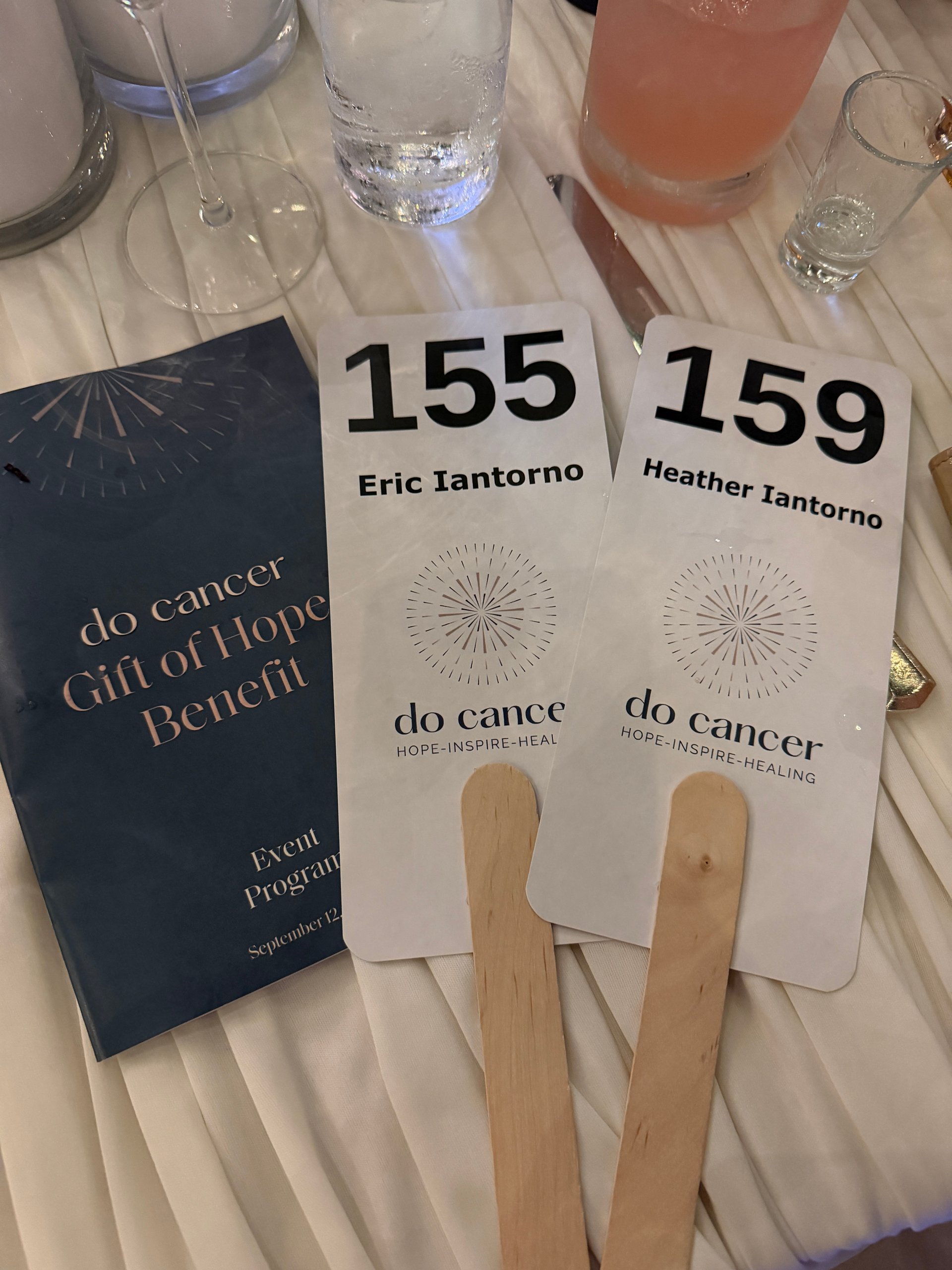 DO Cancer auction signs with names and numbers