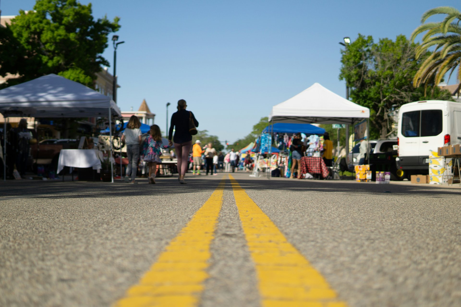 People shopping at a Sonoma County farmers market with fresh produce and local goods