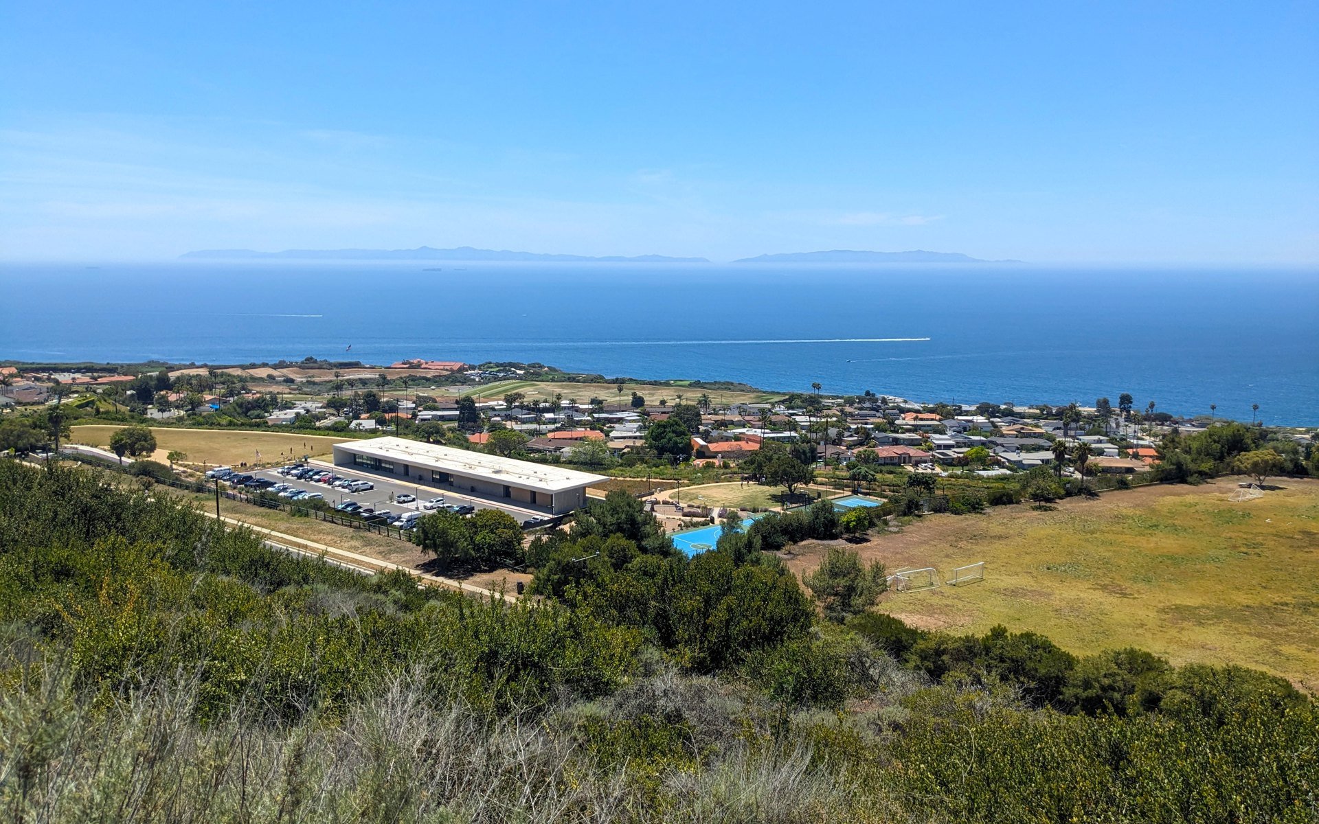 Ladera Linda Community Park and neighboring homes seen from Forrestal Reserve in May 2025