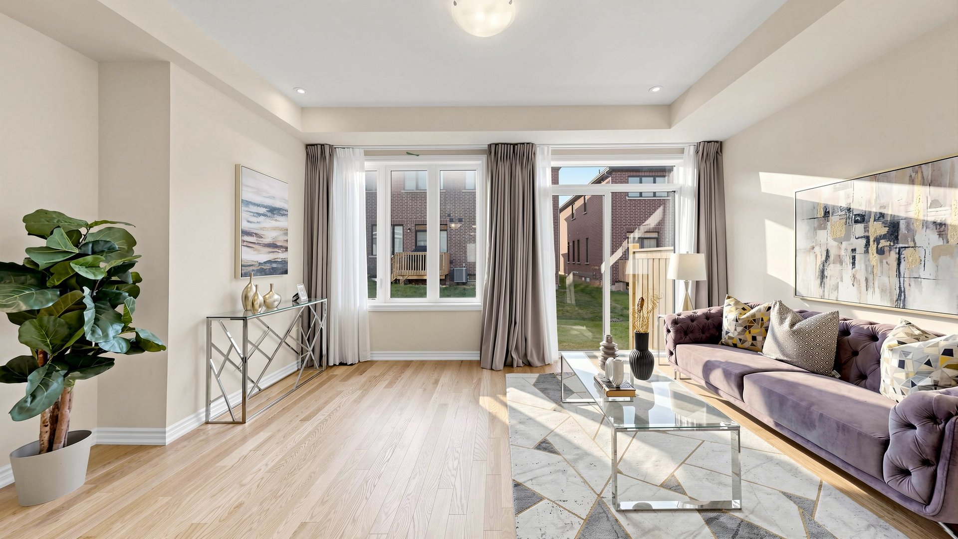 Staged living room at 1413 Oakmont Common, Burlington