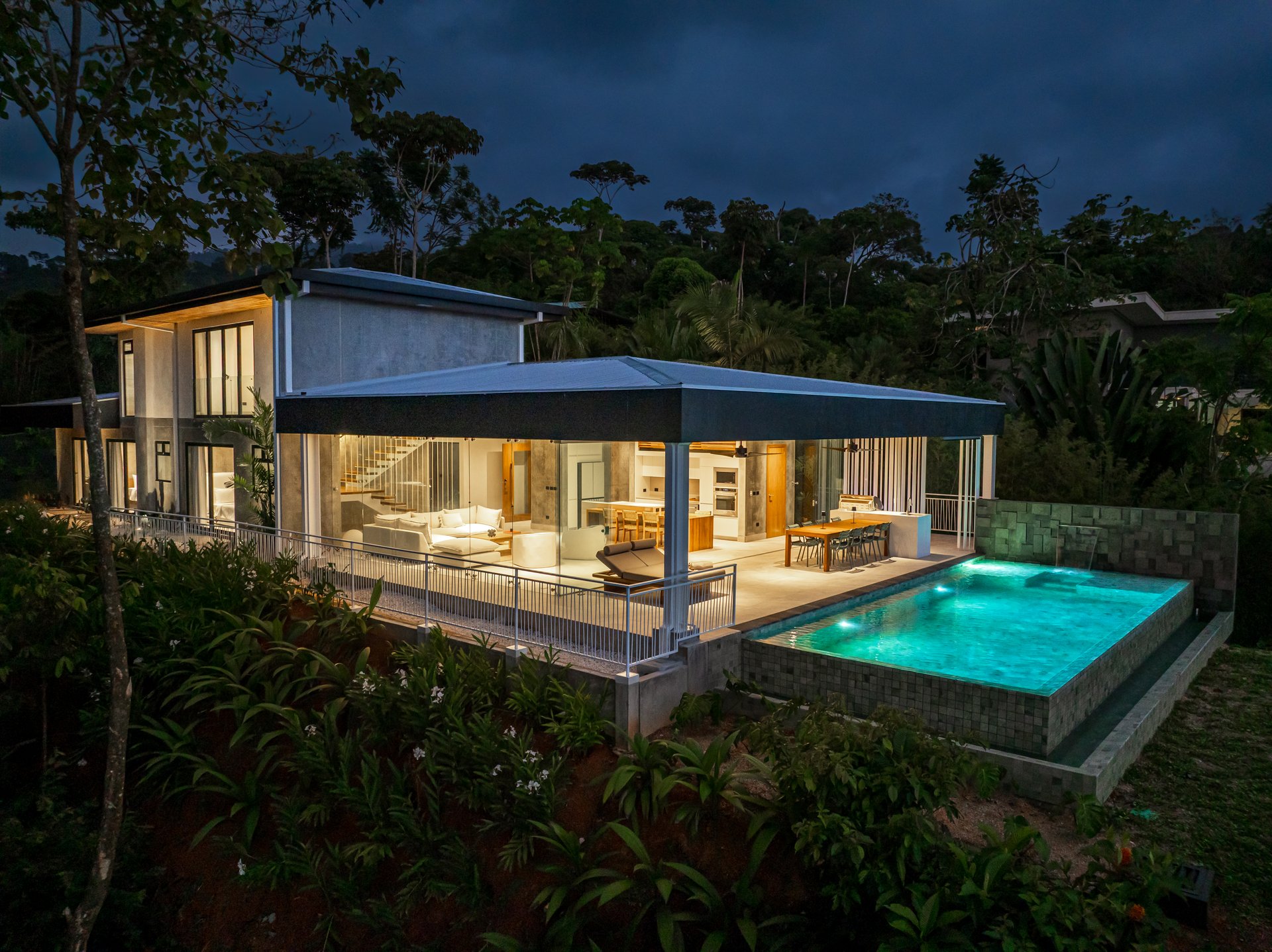New contemporary tropical villa boasts with a movie theater and views of the iconic whale’s tail
