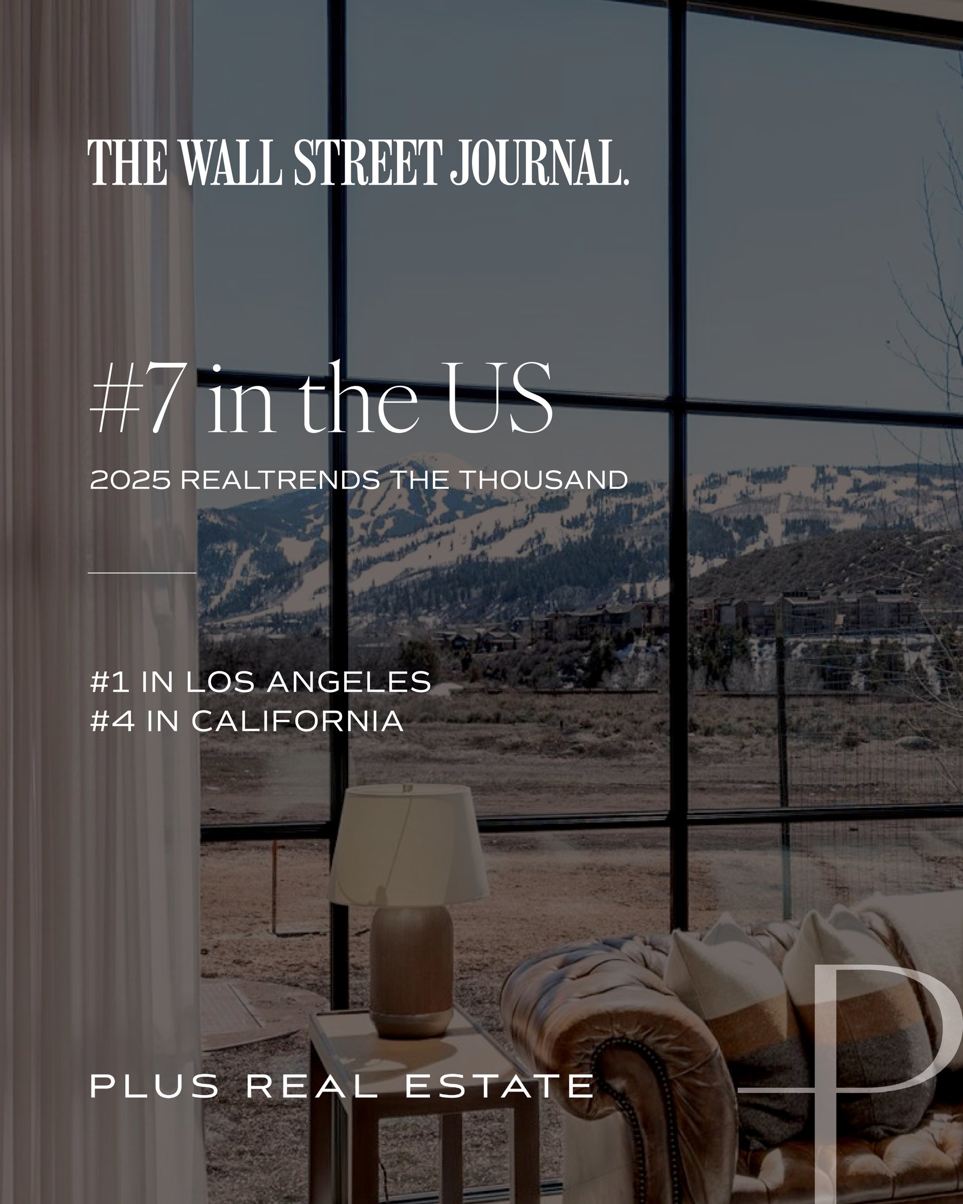 Plus Real Estate ranked #1 in Los Angeles, #4 in California, and #7 in the US by RealTrends and The Wall Street Journal 2025; with Brendan Brown recognized as a top Los Angeles luxury real estate agent